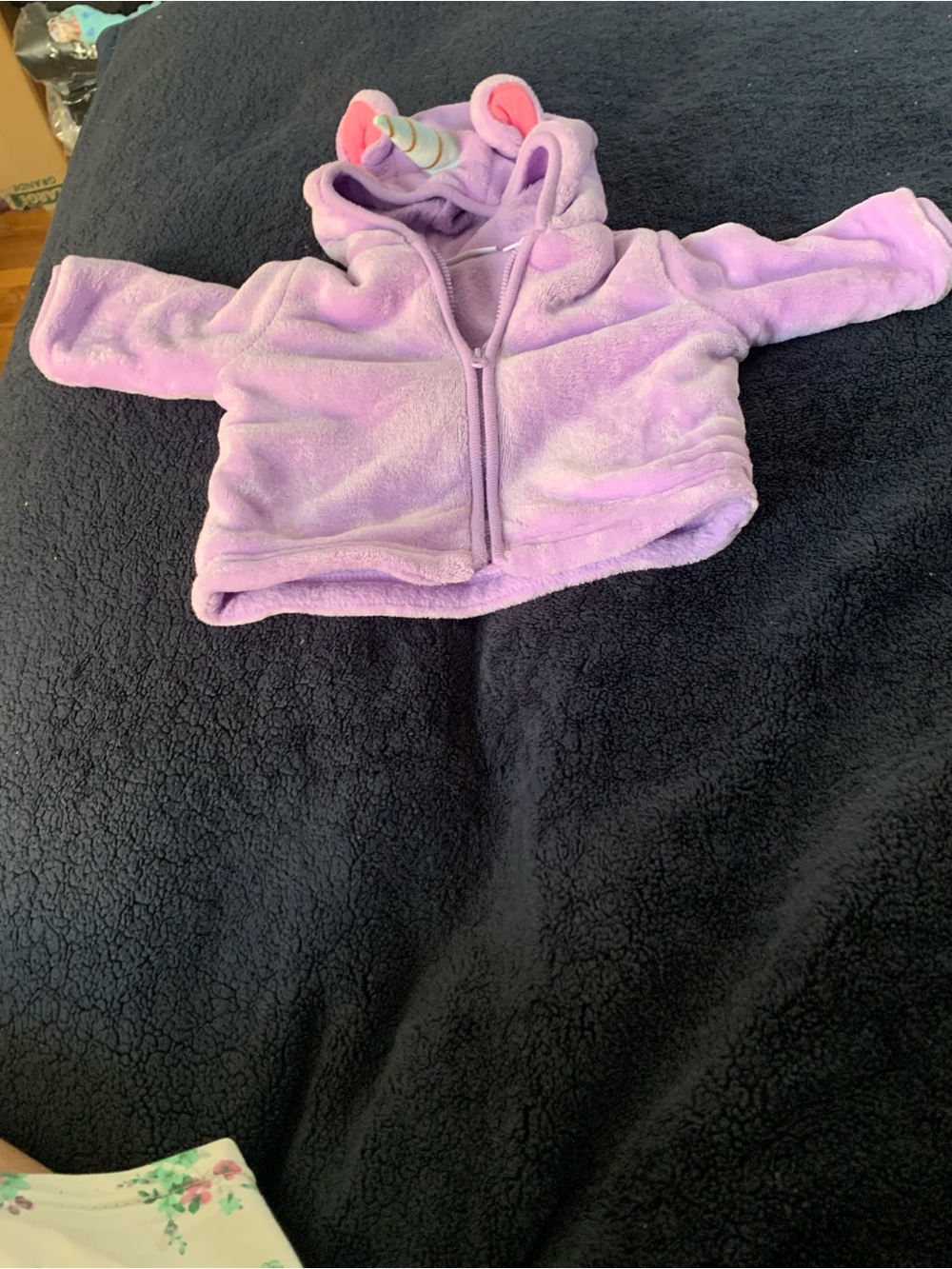 Kids Plush Unicorn Hoodie - Lavender